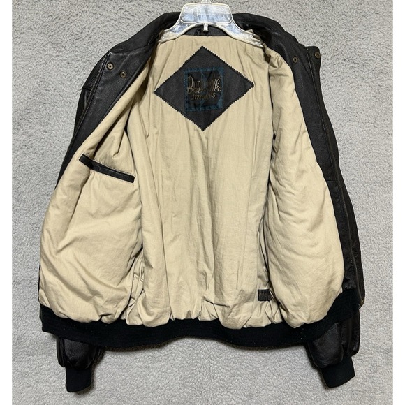 Dunbrooke Black Leather Bomber Jacket Mens Size Medium Classic EUC - Picture 11 of 16